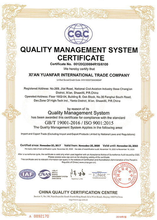 Aluminum Foil Certification -YuanfarAluminum